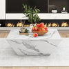 Modern Coffee Table with Storage Drawers Wooden Marble Effect Living Room White