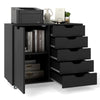 Wooden Vertical Storage Dresser Cabinet 5-Drawer Chest with Door-Black