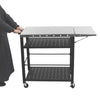 Foldable Stainless Pizza Oven Table Three-Shelf Garden Food Trolley Grill Cart