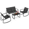 Outdoor Rocker Chair Conversation Set 4 Piece Patio Rocking Set Black