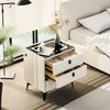 Modern LED Bedside Table 3 Drawers Wireless Charging Side Cabinet Nightstand
