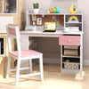 Student Writing Desk with 3-Layer Side Shelf & Storage Cabinet-Pink