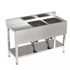 52in Stainless Steel Sink Commercial Restaurant Kitchen Prep Shelf Double Basin