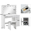 Dressing Table White LED MDF Makeup Desk with 4 Drawers 1 Door Bedroom Gift New