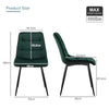 2PCs Velvet Dining Chairs Square Seat Design Dining Room chairs Green