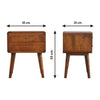 Solid Mango Wood Bedside Table – Mid-Century Style, 2 Drawer, Chestnut