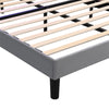 UPHOLSTERED PLATFORM BED 4FT6 DOUBLE BED FRAME WITH LED STORAGE HEADBOARD GREY