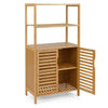 Modern Storage Organizer Bamboo Cabinet with Doors-Natural
