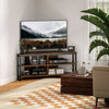 Corner TV Stand Cabinet, 50" TV Unit with Storage Shelves, Rustic Brown