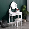 White Dressing Table with Mirror and Stool, 5 Drawers for Storage, 75x40x141.5cm