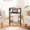 HOOBRO Slim Side Table with Charging Station Narrow End Table Bedside Table