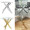 Round Tempered Glass Dining Table for 4 Seater Pub Kitchen Bistro Office Table