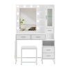White Dressing VanityTable Makeup Desk with LED Mirror 5Drawers Charging Station