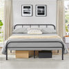 4ft6 Double Bed Frame, Strong Metal Bed Frame with Headboard, Black