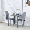 Small Space Dining Set 3Pcs Square Gray Glass Dining Table+ 2 Dining Chairs Set