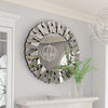 Round Wall Mirror Bevelled Decorative 3D Mirrored Glass Sunburst Vanity Mirror