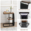 LED Side Table 3 Color Lighted Bedside Sofa End Table with Storage Pocket Brown