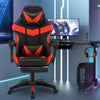 Massage Gaming Chair Leather Racing Office Executive Recliner with Leg Rest Red