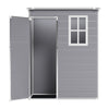 5 x 3ft Garden Shed Storage w/ Floor Foundation, Vents, Window, 2 Doors, Grey UK