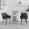 Set Of 2 Grey Dining Chairs Faux Leather Office Chairs Padded Seat Kitchen