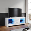 High Gloss TV Stand White Unit Cabinet 130cm Cupboard With LED Light & Drawers