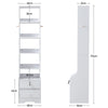 White Tall Cabinet Bedside Table Storage Narrow Chest of 2Drawer&Shelves Storage