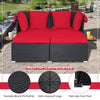 Outdoor Hand-Woven PE Wicker Daybed Patio Loveseat Sofa Set Retractable Canopy