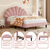 Double Bed 135x190 cm Velvet Upholstered Platform Bed Frame with Headboard Pink