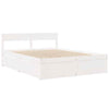 Solid Pine Wood Bed with Drawers and White , 160 x 200 , Bedroom Y9L8
