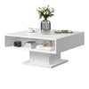 Square Coffee Table with LED Lights Cocktail Sofa Table for Living Room White
