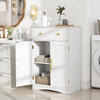 Bathroom White Floor Cabinet Freestanding Storage Cupboard with Drawer