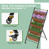 5-Layer Vertical Raised Garden Bed Elevated Freestanding Planter w/Wheels