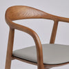 Copenhagen Dining Chair Grey PU Vegan Leather Padded Seat Walnut Curved Frame