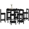 7 Piece Bar Set Black Solid Wood Pine vidaXL