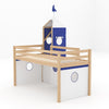 Kids Cabin Bed Midsleeper Wooden Bedframe 3ft Single Bunk Bed With Tent Silde UK