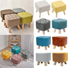 Square Footstool Footrest Pouffe Linen/Velvet/PU Leather Padded Children Seat