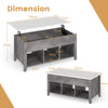 Lift Up Coffee Table Rising Center Table with 3 Cubes & Lift Top-Grey