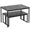 Dining Table and Chairs Set Wood Marble Effects Table Dining Set 2 Bench Seats