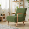 Green Chenllie Accent Chair Modern Upholstered Armchair Wooden Legs Living Room