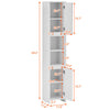White Bathroom Cabinet 2 Door 6 Shelves Storage Makeup With Mirror Free Standing