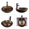 Bathroom Basin Tempered Glass Sink Clockroom Countertop Wash Bowl Tap Waste Set