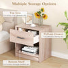 Bedroom Modern End Table Compact Nightstand w/Storage Shelf-Natural
