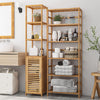 6 Tier Bamboo Bookshelf Bathroom Kitchen Storage Rack W/ Adjustable Shelf