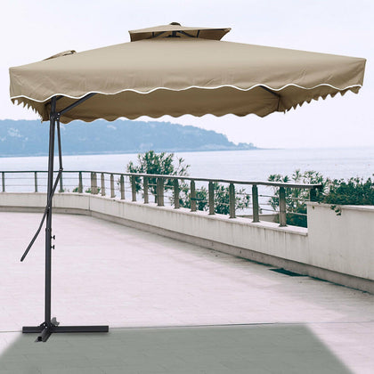 2.5m Home Garden Sun Shade Umbrella Outdoor Patio Square Parasol Cantilever Base