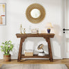 Rustic Brown Console Table 2-Tier Storage Narrow Entryway Shelf