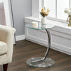 Sofa Bed Side End Table Small Coffee Tea Tables Lamp Stand Chrome Legs Glass Top