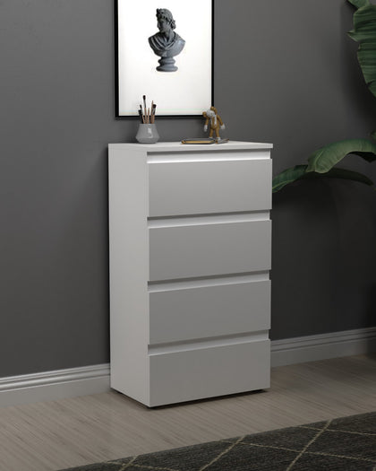 4 Drawer High Gloss Chest Cabinet Bedroom Furniture Unit Wall Mounted - White