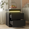 LED Bedside Table 2 Drawers Cabinet Charging Station Nightstand Storage Black