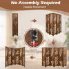 6-Panel Room Divider Privacy Screen with Carved Leaf Pattern-Brown