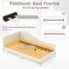 Single Size Upholstered Daybed Sofa Bed Frame Adjustable Foot Pads-Beige